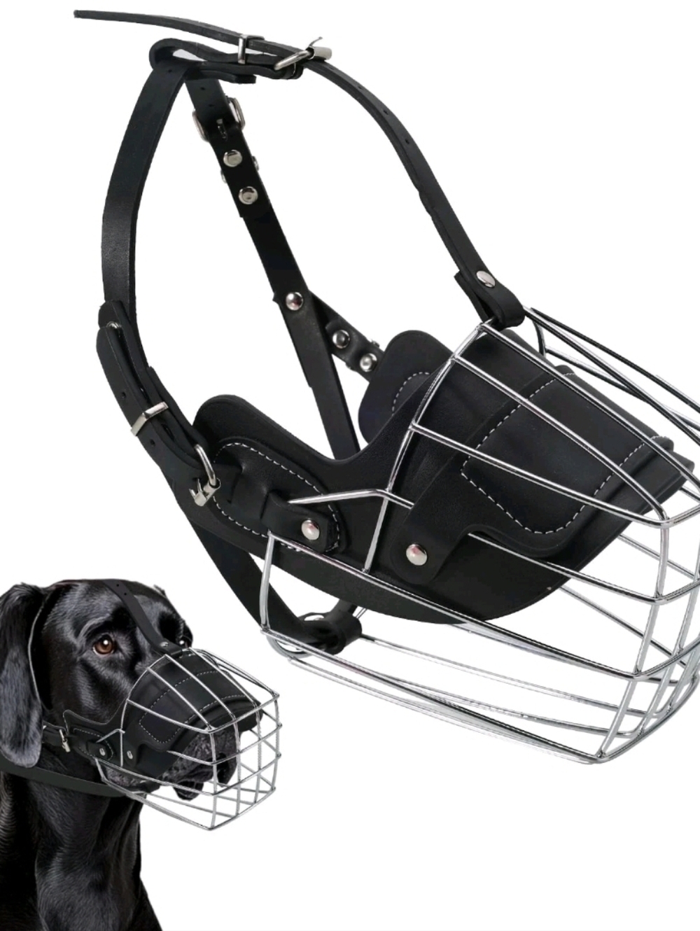 Extra Large Dog Muzzle For Great Dane Metal Basket Prevent Biting Breathable